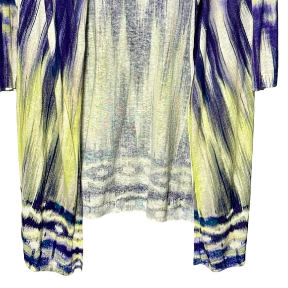 Chicos Linen Cotton Longline Colorful Longsleeve Lightweight Open Front Cardigan - Picture 4 of 11